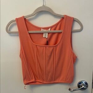 Vibrant Orange Ribbed Crop Top